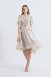 Angel | Sequined Midi Flared Evening Dress